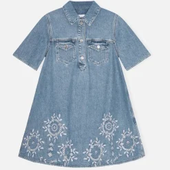 Dresses|Dresses|Ganni Broderie Anglaise Denim Mini Dress - EU 34/UK 6