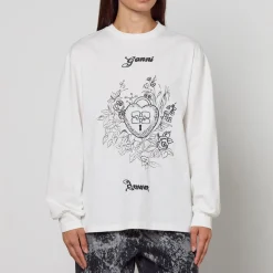 Loungewear|T-Shirts And Tops|Ganni Charm Heavy Re-Cut Cotton-Jersey T-shirt - XS