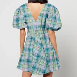 Dresses|Dresses|Ganni Checked Cotton-Blend-Seersucker Mini Dress - EU 36/UK 8