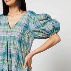 Dresses|Dresses|Ganni Checked Cotton-Blend-Seersucker Mini Dress - EU 36/UK 8