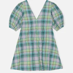 Dresses|Dresses|Ganni Checked Cotton-Blend-Seersucker Mini Dress - EU 36/UK 8