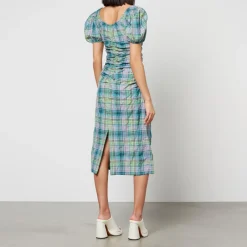 Dresses|Dresses|Dr. Martens Ganni Checked Cotton-Blend Seersucker Midi Dress - EU 34/UK 6