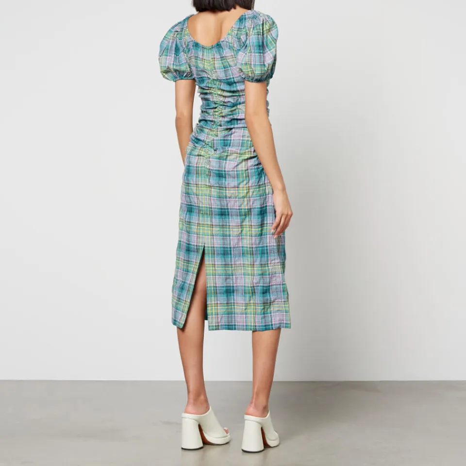 Dresses|Dresses|Dr. Martens Ganni Checked Cotton-Blend Seersucker Midi Dress - EU 34/UK 6