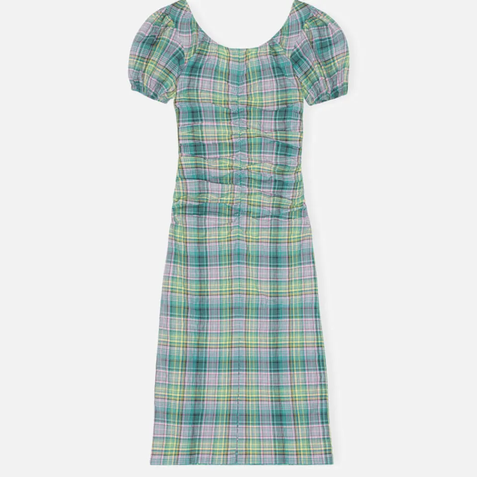 Dresses|Dresses|Dr. Martens Ganni Checked Cotton-Blend Seersucker Midi Dress - EU 34/UK 6