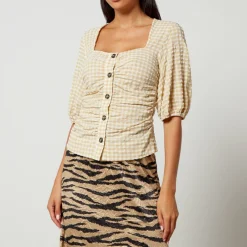 T-Shirts And Tops|Shirts And Blouses|Ganni Checked Seersucker Blouse - EU 34/UK 6