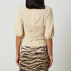 T-Shirts And Tops|Shirts And Blouses|Ganni Checked Seersucker Blouse - EU 34/UK 6