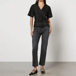 T-Shirts And Tops|Shirts And Blouses|Dr. Martens Ganni Cotton-Poplin Wrap Blouse - EU 34/UK 6