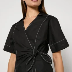 T-Shirts And Tops|Shirts And Blouses|Dr. Martens Ganni Cotton-Poplin Wrap Blouse - EU 34/UK 6