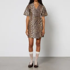 Dresses|Dresses|Ganni Cotton-Poplin Wrap Mini Dress - EU 34/UK 6