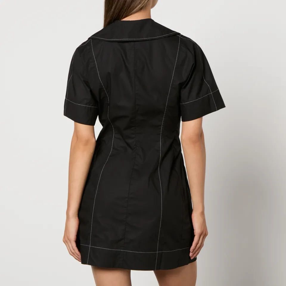 Dresses|Dresses|Ganni Cotton-Poplin Wrap Mini Dress - EU 44/UK 16