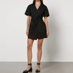 Dresses|Dresses|Ganni Cotton-Poplin Wrap Mini Dress - EU 44/UK 16