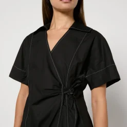 Dresses|Dresses|Ganni Cotton-Poplin Wrap Mini Dress - EU 44/UK 16