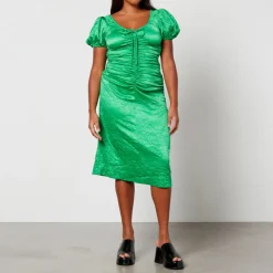 Dresses|Dresses|Dr. Martens Ganni Crinkled Cotton-Satin Midi Dress - EU 36/UK 8