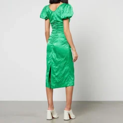 Dresses|Dresses|Dr. Martens Ganni Crinkled Cotton-Satin Midi Dress - EU 36/UK 8