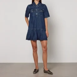 Dresses|Dresses|Self-Portrait Ganni Crinkled Future Denim Mini Dress - UK 6