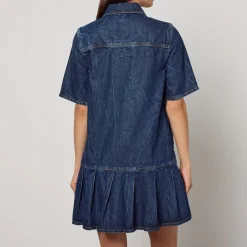 Dresses|Dresses|Self-Portrait Ganni Crinkled Future Denim Mini Dress - UK 6
