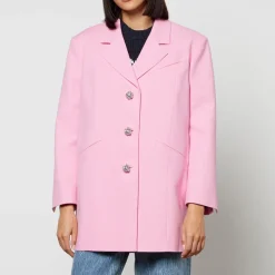 Jackets|Coats|Ganni Crystal-Embellished Organic Cotton Blazer - XXS/XS