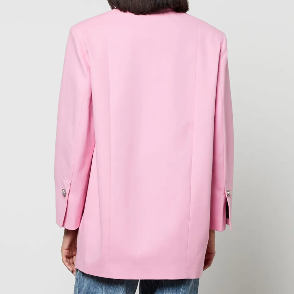 Jackets|Coats|Ganni Crystal-Embellished Organic Cotton Blazer - XXS/XS