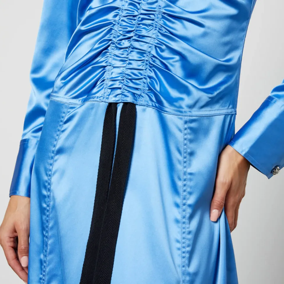 Dresses|Dresses|Dr. Martens Ganni Cutout Ruched Stretch-Satin Midi Dress - EU 36/UK 8