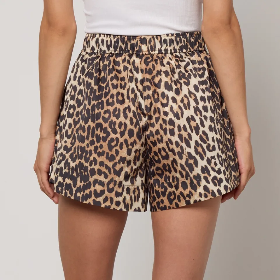 Shorts|Shorts|Ganni Duchesse Leopard-Print Nylon Shorts - UK 8