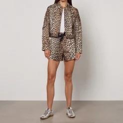 Coats|Jackets|Dr. Martens Ganni Duchesse Leopard-Print Nylon Short Jacket - UK 6
