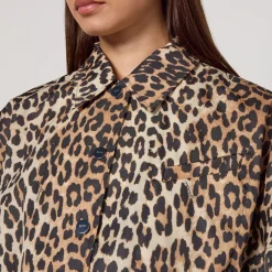 Coats|Jackets|Dr. Martens Ganni Duchesse Leopard-Print Nylon Short Jacket - UK 6