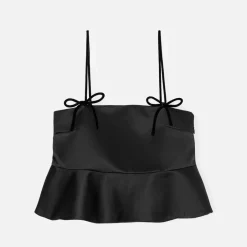 T-Shirts And Tops|Ganni Duchesse Satin Flounce Top - 34