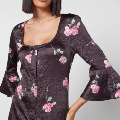 Dresses|Dresses|Samsøe Samsøe Ganni Floral-Print Crinkled Satin Midi Dress - EU 34/UK 6