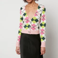 Knitwear|Good American Ganni Intarsia-Knit Organic Cotton Cardigan - XXS