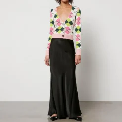 Knitwear|Good American Ganni Intarsia-Knit Organic Cotton Cardigan - XXS