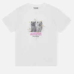 Loungewear|T-Shirts And Tops|Ganni Kittens Relaxed Organic Cotton-Jersey T-shirt - XS