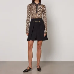 Knitwear|Daisy London Ganni Leopard-Jacquard Wool Knit Top - XS