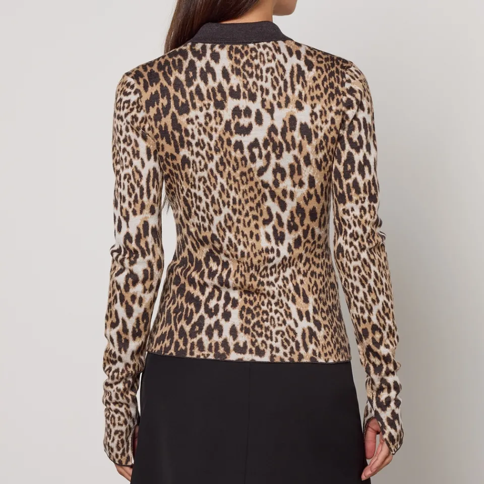 Knitwear|Daisy London Ganni Leopard-Jacquard Wool Knit Top - XS