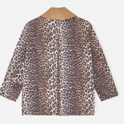 Jackets|Coats|Ganni Leopard-Print Canvas Midi Jacket - S/M