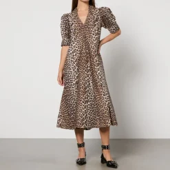 Dresses|Dresses|Calvin Klein Ganni Leopard-Print Cotton-Poplin Maxi Dress - EU 34/UK 6