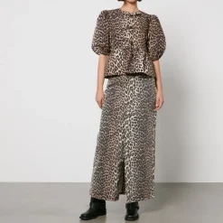 Skirts|Skirts|Ganni Leopard-Print Denim Maxi Skirt - EU 34/UK 6