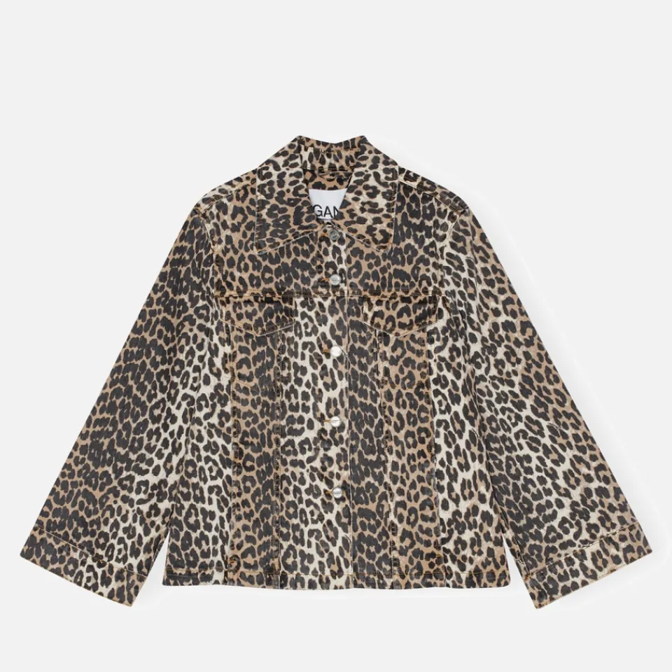 Co-Ord Sets|T-Shirts And Tops|Ganni Leopard-Print Denim Jacket - 36