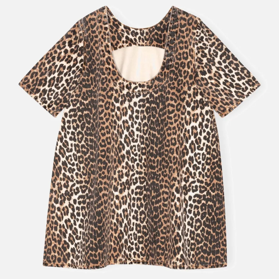 Dresses|Dresses|Dr. Martens Ganni Leopard-Print Denim Open-Back Mini Dress - EU 36/UK 8