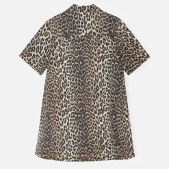 Dresses|Dresses|Ganni Leopard-Print Denim Mini Dress - 40