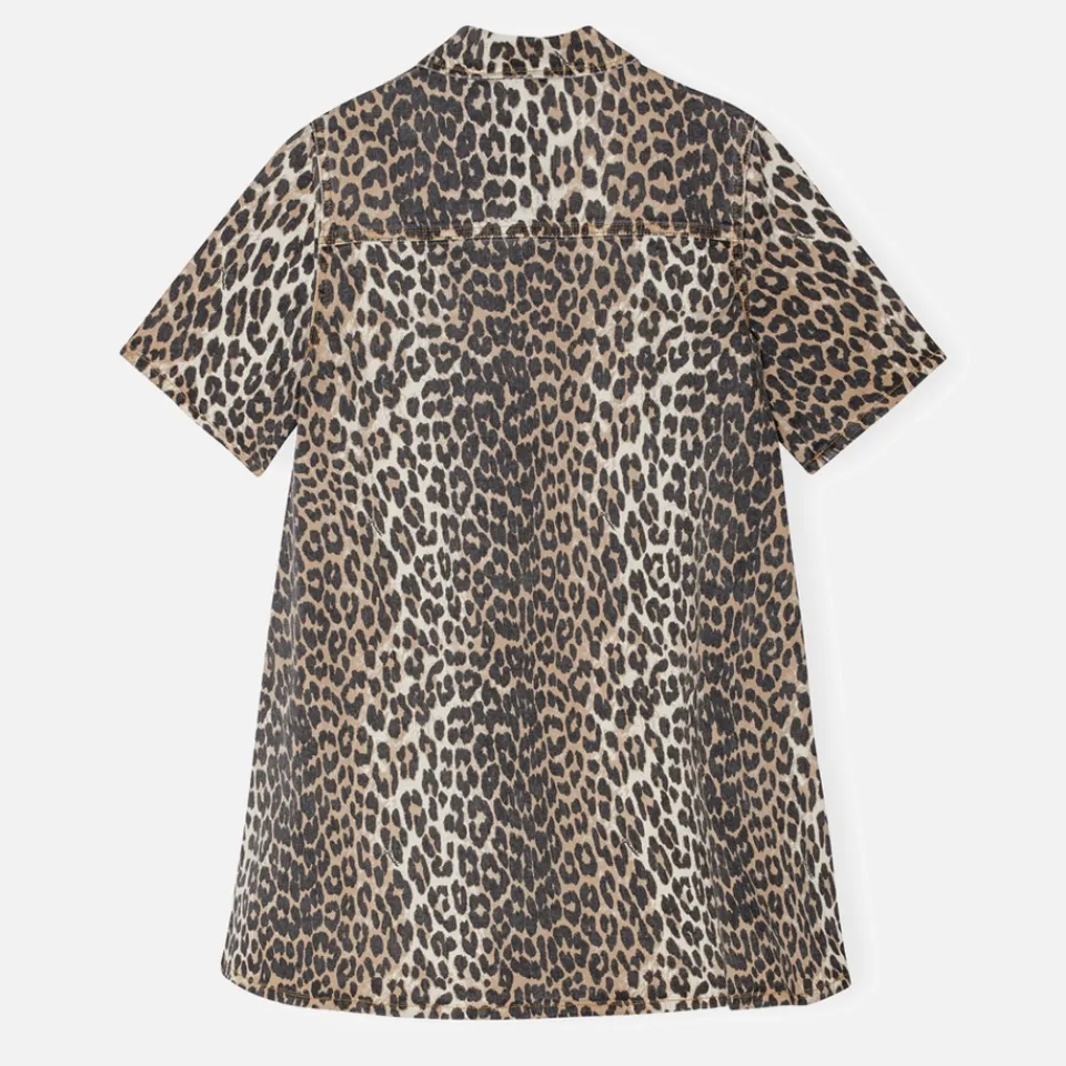 Dresses|Dresses|Ganni Leopard-Print Denim Mini Dress - 40