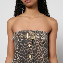 Co-Ord Sets|T-Shirts And Tops|Ganni Leopard-Print Denim Top - EU 36/UK 8