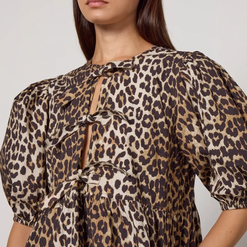 Dresses|Dresses|Ganni Leopard-Print Organic Cotton Mini Dress - EU 34/UK 6