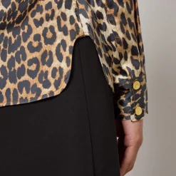 Co-Ord Sets|Shirts And Blouses|Ganni Leopard-Print Stretch-Satin Shirt - UK 8