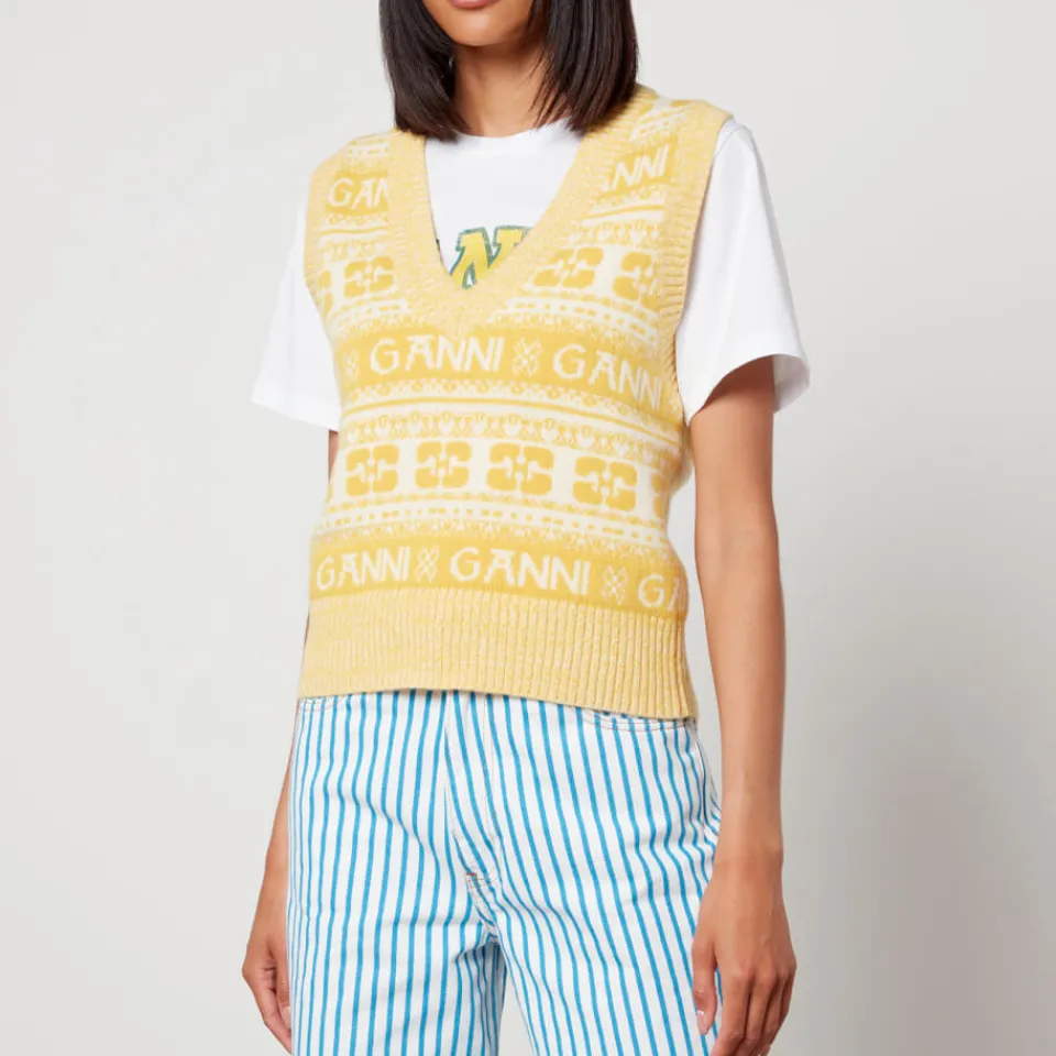 Knitwear|Dr. Martens Ganni Logo-Intarsia Wool-Blend Vest - XXS