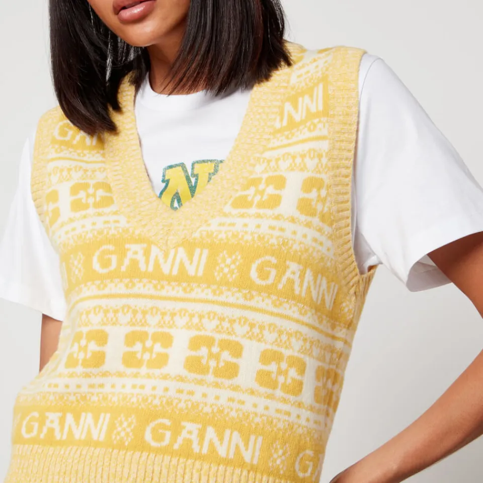 Knitwear|Dr. Martens Ganni Logo-Intarsia Wool-Blend Vest - XXS