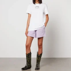 Loungewear|T-Shirts And Tops|Good American Ganni Logo-Print Cotton-Jersey T-Shirt - XS