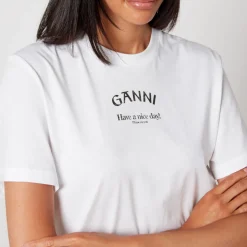 Loungewear|T-Shirts And Tops|Good American Ganni Logo-Print Cotton-Jersey T-Shirt - XS