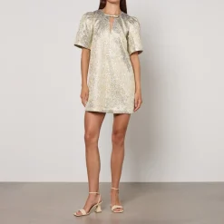 Dresses|Dresses|Self-Portrait Ganni Metallic Cloqué Mini Dress - UK 6