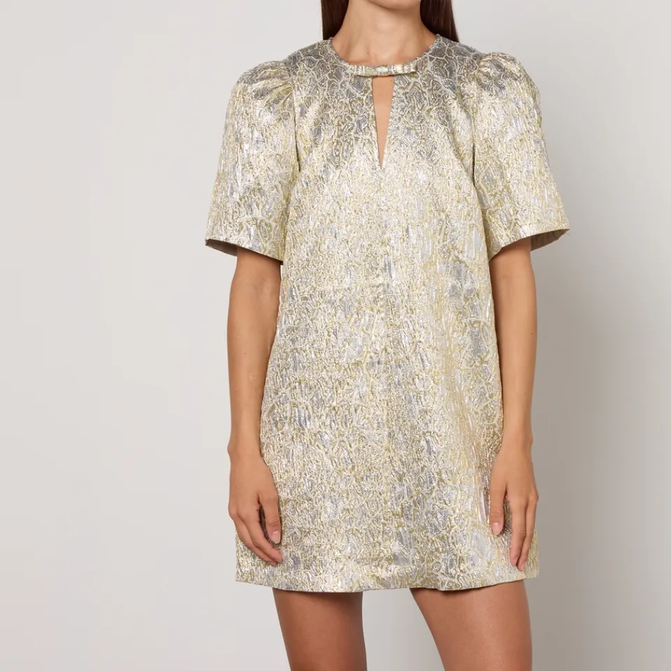 Dresses|Dresses|Self-Portrait Ganni Metallic Cloqué Mini Dress - UK 6