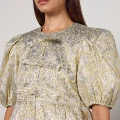 T-Shirts And Tops|Shirts And Blouses|Self-Portrait Ganni Metallic Cloqué Peplum Blouse - UK 6